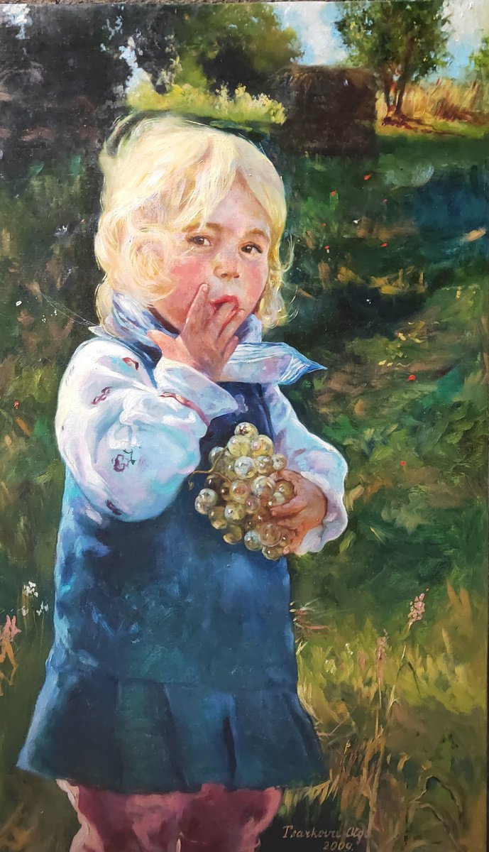 The little girl wth the grapes by Olga Tsarkova by Olga Tsarkova