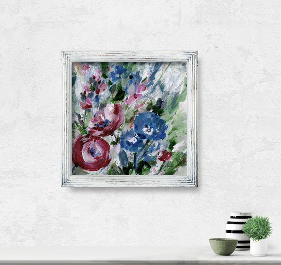 Shabby Chic Dream 2 - Framed Textured Floral Painting by Kathy Morton Stanion