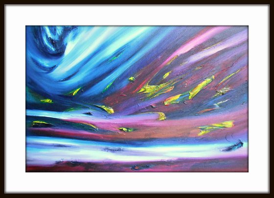 Flames retouching - 60x40 cm, Original abstract painting, oil on canvas