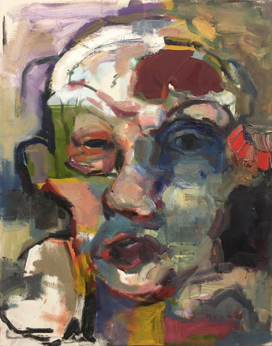 Expressive Portrait Oil Painting By Don Keene, 20 X 25, Face 20.01, Original Artwork