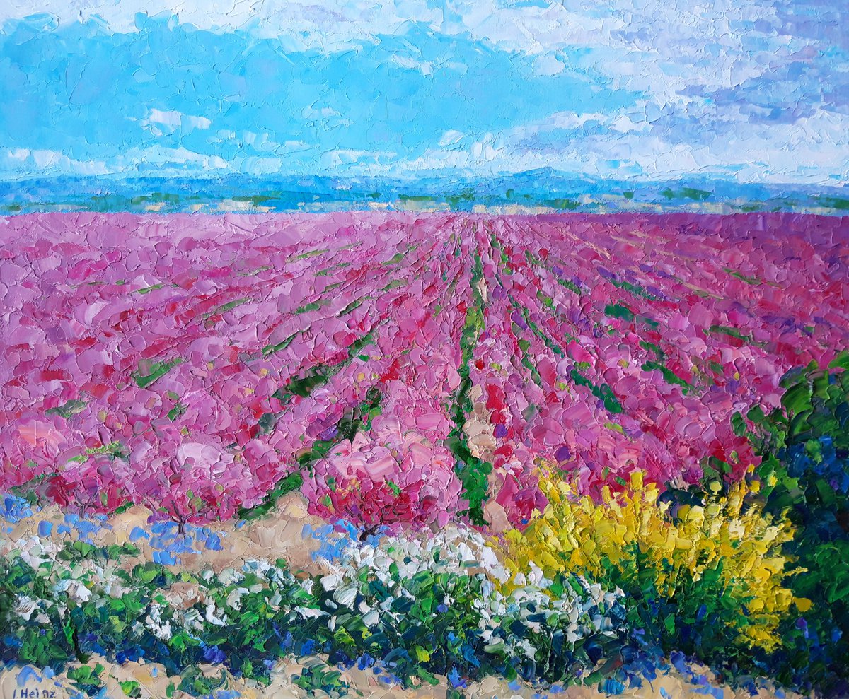 Peach tree field by Irena Heinz