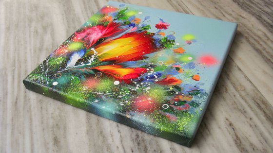 FLOWERS-3 /40 x 40 cm - (16 x 16”) Floral Abstract Painting