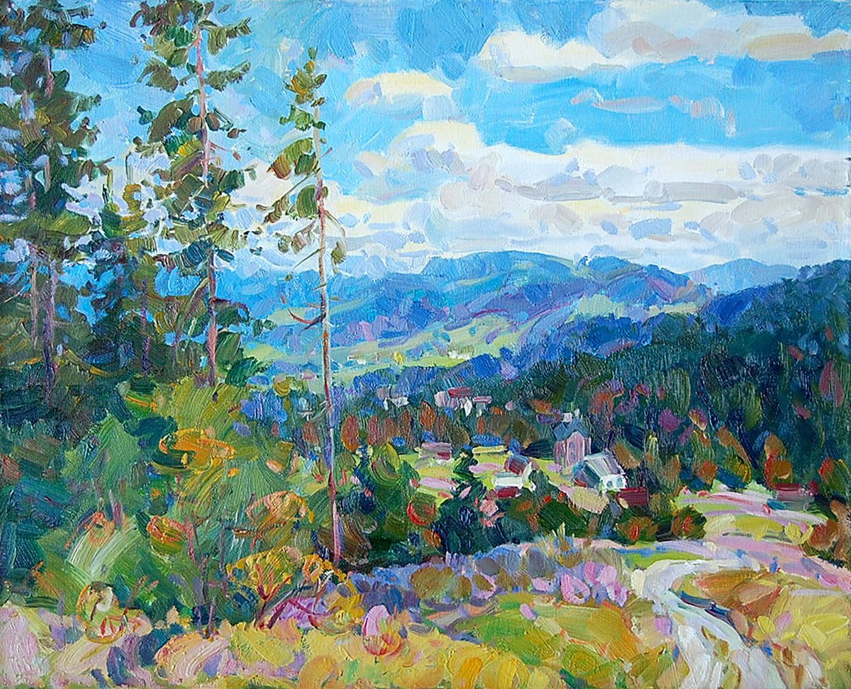 Impressionistic Landscape Oil Painting By Dmitry And Olga Artym, 24 X 20, In The Carpathians, Original Artwork