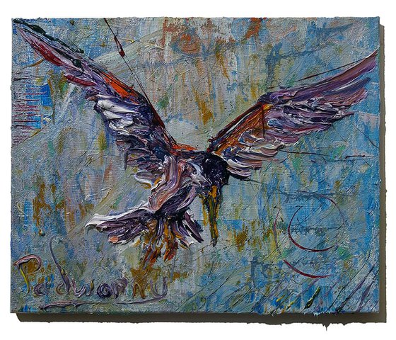 Original Oil Painting Bird Expressionism