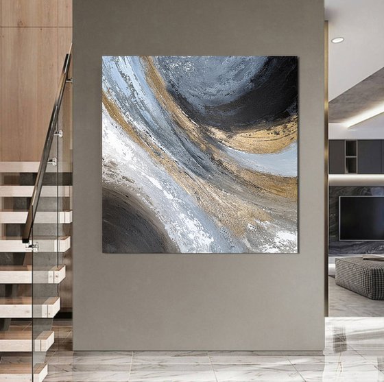 Golden Motion in Blue and Stone.Gold Textured