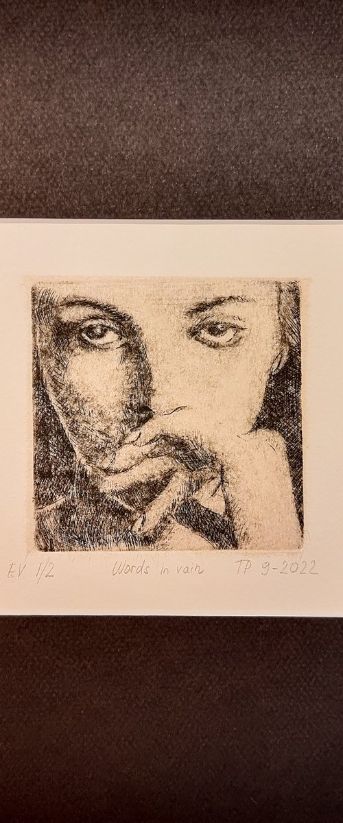 Words in vain, intaglio print with chine colle EV 1(2) by Artmoods TP