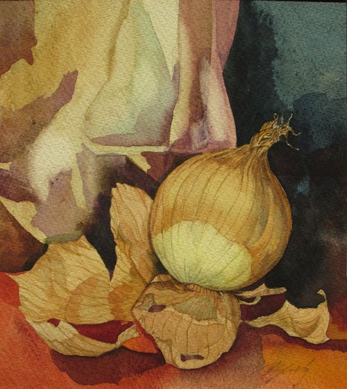 still life with onion by Alfred  Ng