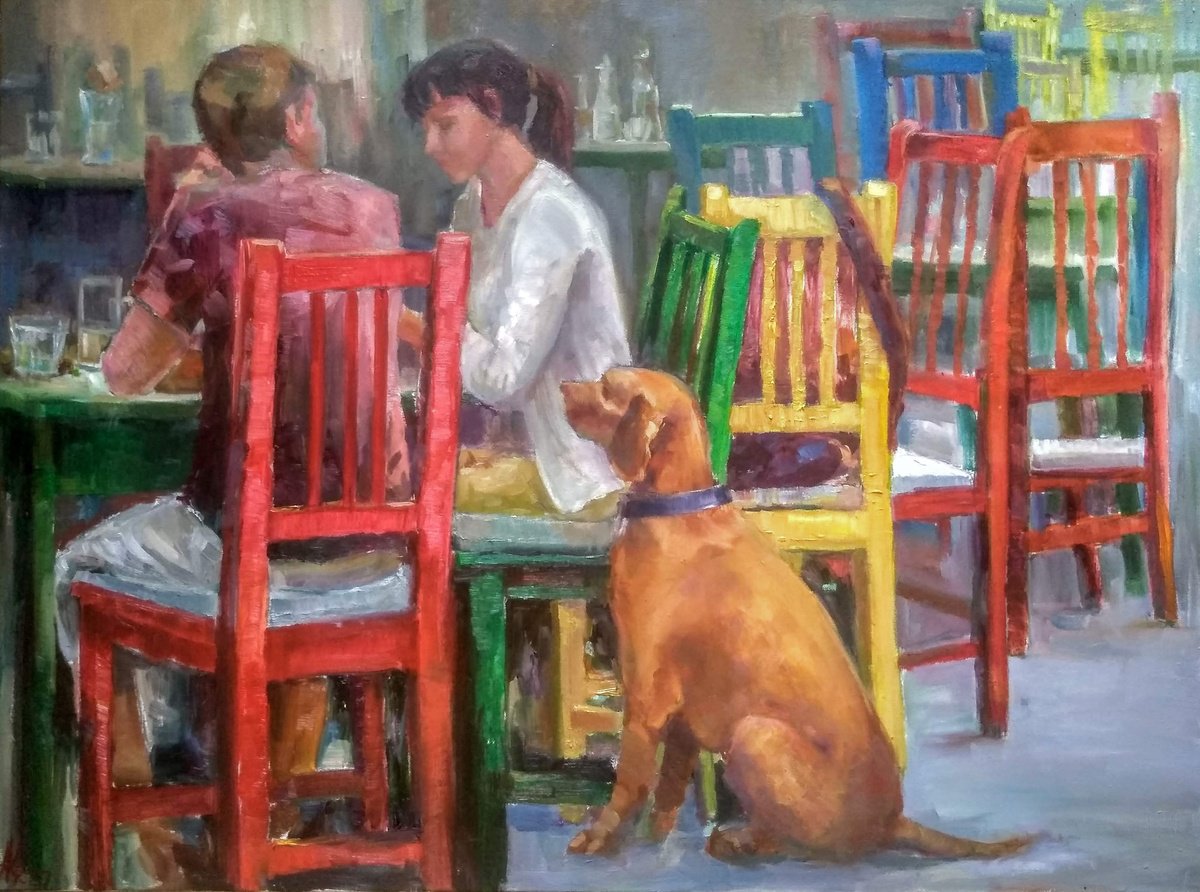 Cafe By Ann Krasikova, 31 X 24, Artwork For Sale On Artfinder