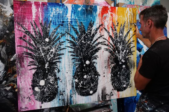 Pineapples 120cm x 150cm Pineapple Textured Urban Pop Art