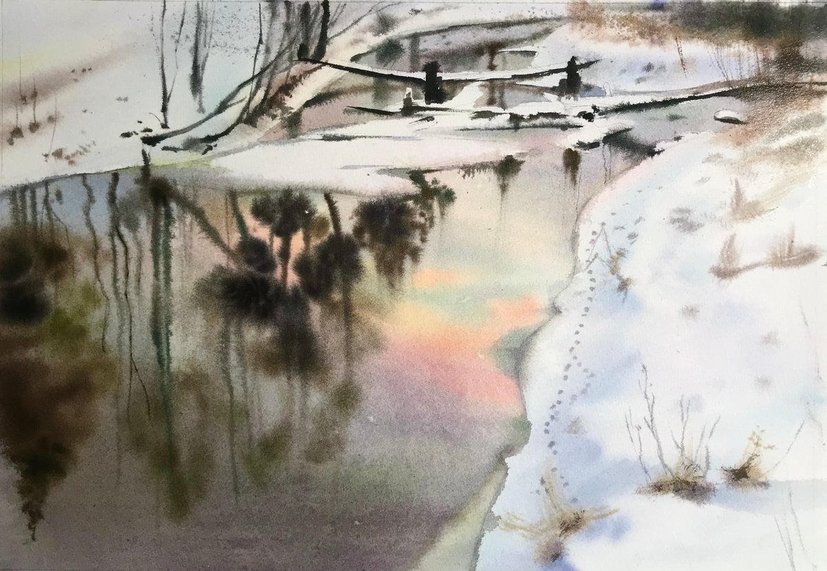 River at Christmas by Maria Beklemisheva