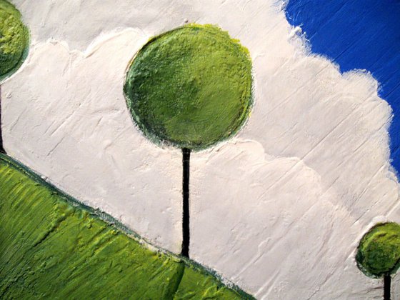 tree english landscape abstract "Eden of the East" impasto edition painting art canvas - 16 x 20 inches