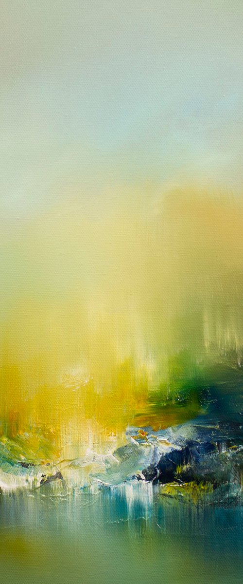 Enchanted Realm 23 | Abstract landscape oil painting framed by Kris Ancog