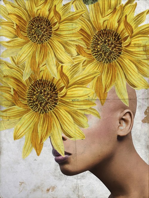 Face art collection "Fedbergsun" Sunflowers - Vol 55. Art portrait on canvas by Elmira Namazova
