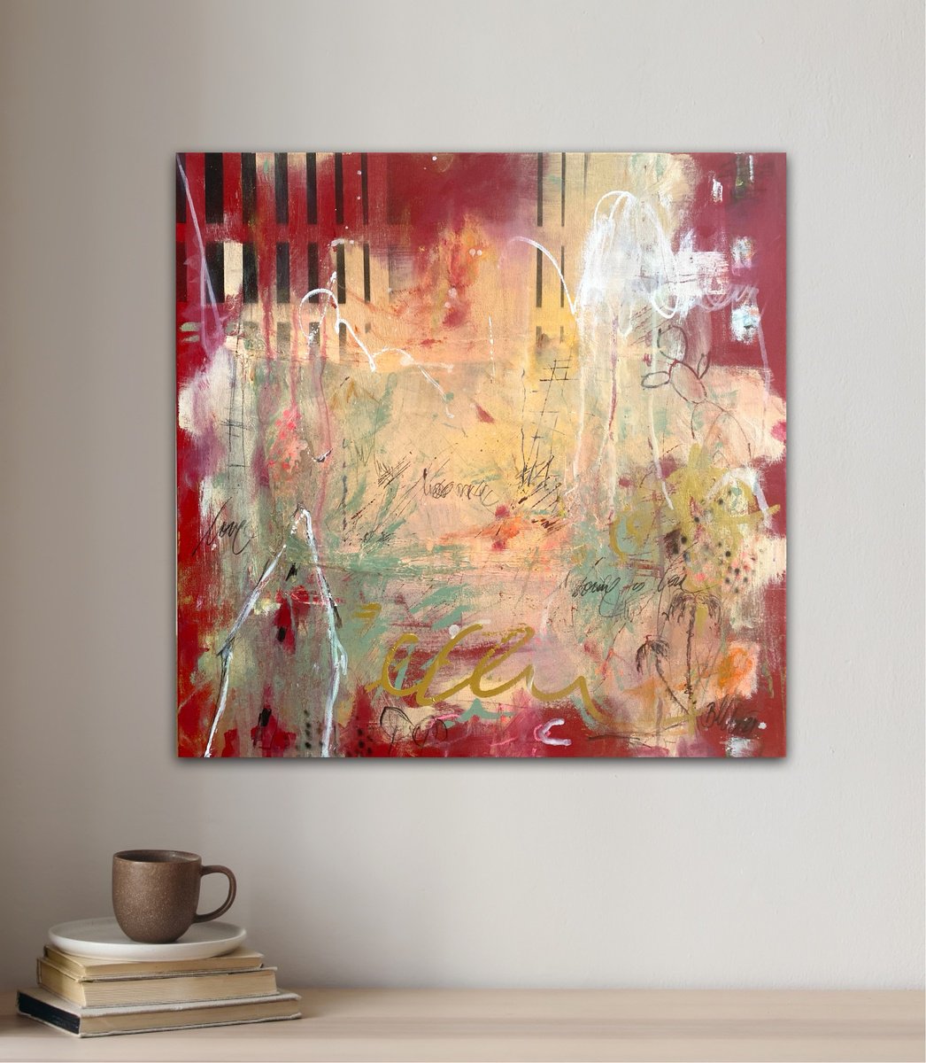 Organic Abstract Painting By Bea Schubert, 24 X 24, Home Is Love No.7, Original Artwork