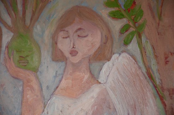 Angels Modern Art, canvas, oil - GARDENS ANGEL - 40x32in (100*80) cm