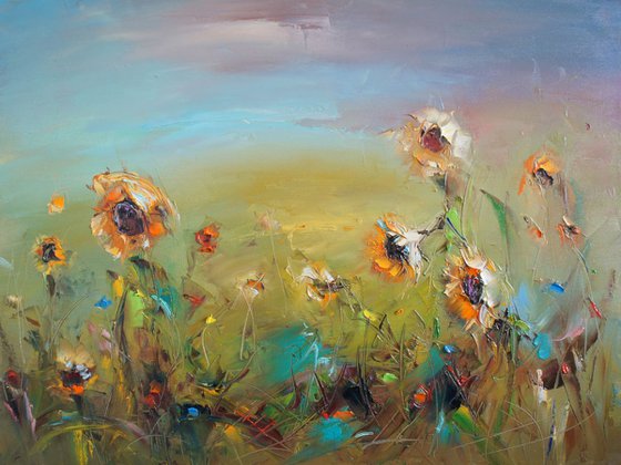 Sunflowers fields,  Oil Painting