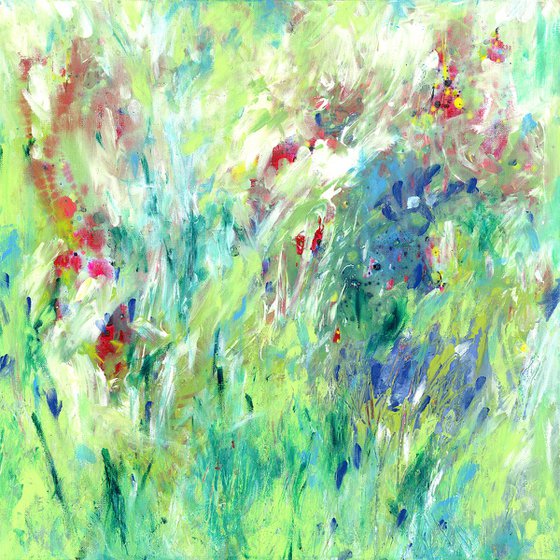 Lost In A Meadow - Abstract Floral art painting by Kathy Morton Stanion