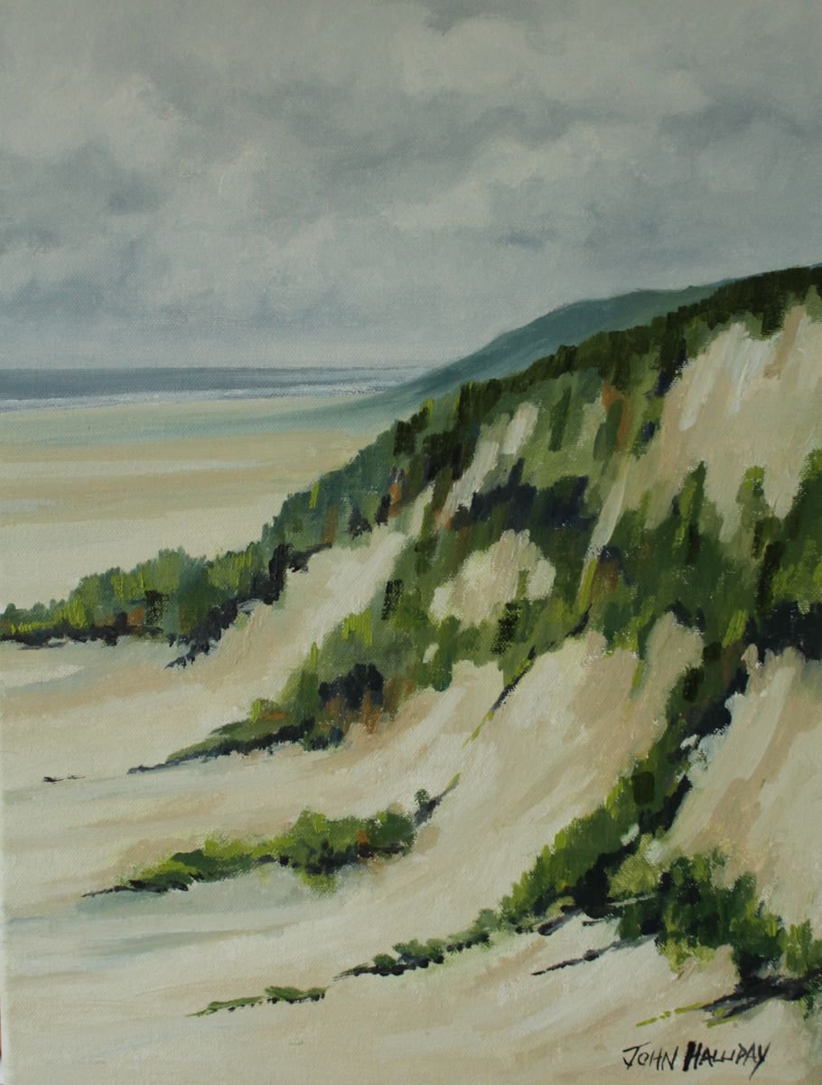 Impressionistic Landscape Oil Painting By John Halliday, 12 X 16, Sand Dunes, Original Artwork