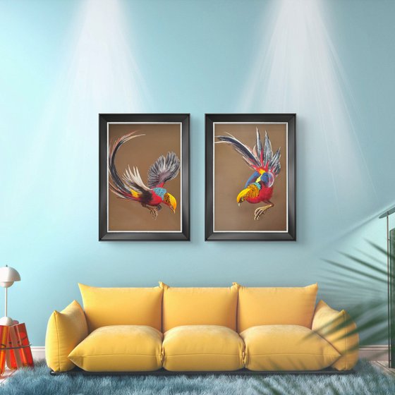 Set of 2 Golden phaesant