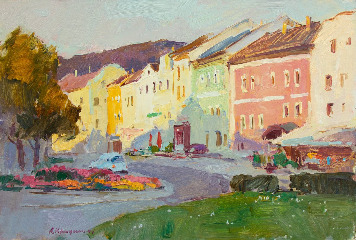 Impressionistic Landscape Oil Painting By Aleksandr Kryushyn, 20 X 13, Summer Evening. Aigen., Original Artwork