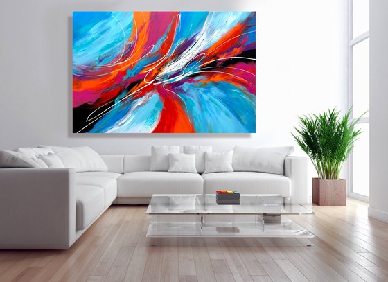 Summer of Love - XL LARGE,  MODERN ABSTRACT ART – EXPRESSIONS OF ENERGY AND LIGHT. READY TO HANG!