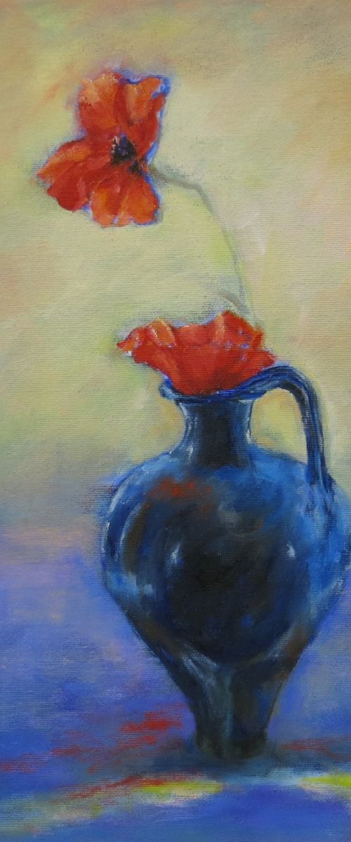Blue Jug and Poppies by Maureen Greenwood