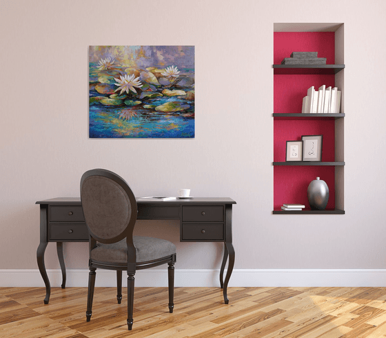 Waterlilies Pond - large Original oil Painting on Canvas