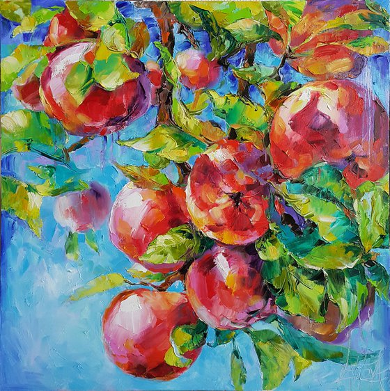 Apples painting still life with red apples