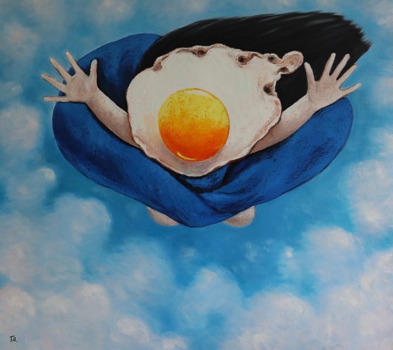 Egg girl flying high