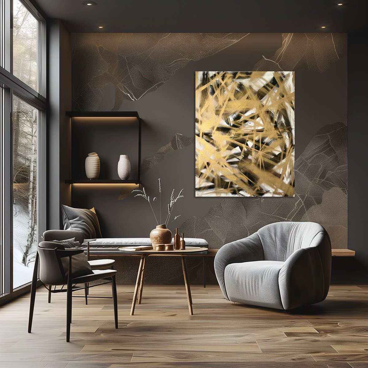 Abstract Acrylic Painting By Exclusive Arts, 31 X 39, Golden Spirit, Original Artwork