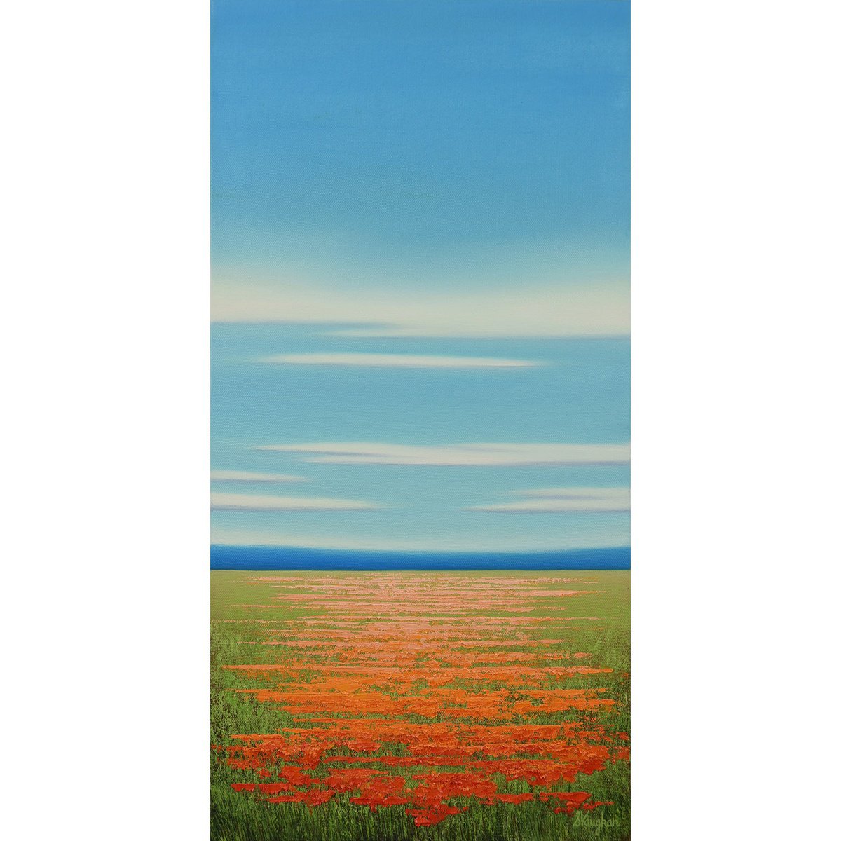 Impressionistic Landscape Oil Painting By Suzanne Vaughan, 12 X 24", Summer Blooms - Flower Field, Original Artwork