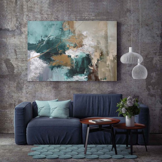 "Forest Hill 2" Abstract emerald acrylic art