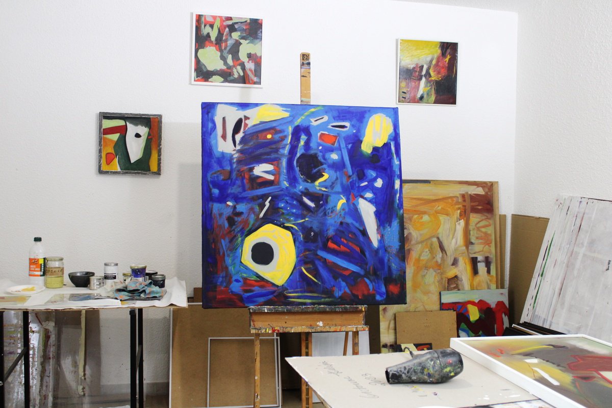 Abstract Acrylic Painting By Victorine Follana, 39 X 39", L