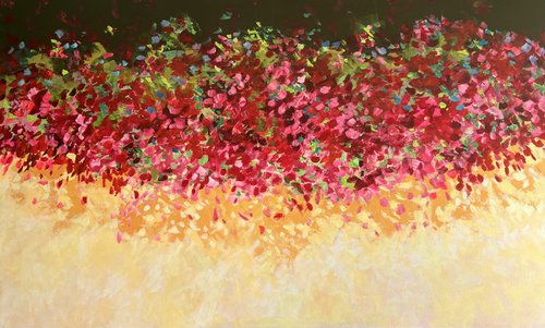Love Delights! Pink and Yellow abstract! Bougainvillea art by Amita Dand