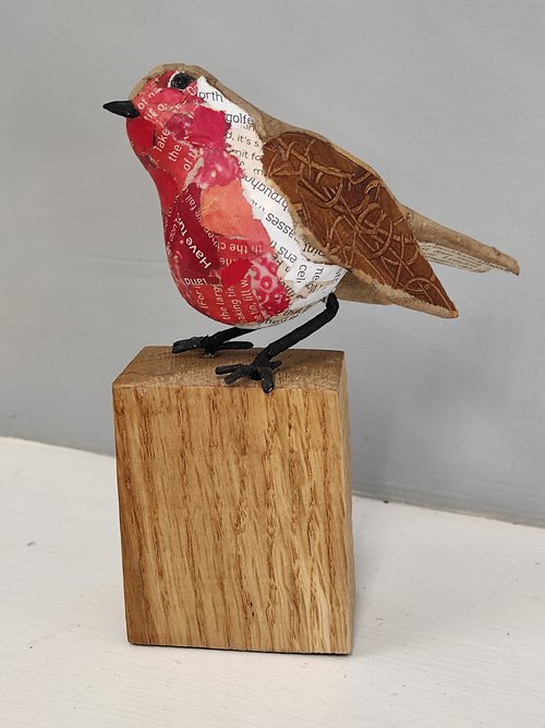 Robin #5 paper bird sculpture by Jane Palmer Art
