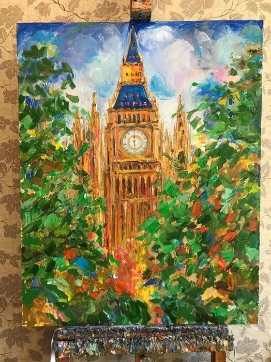 LONDON - Big Ben - Cityscape - Oil painting, original, one of a kind, 100x80cm