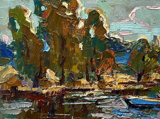 Outside the city by boat