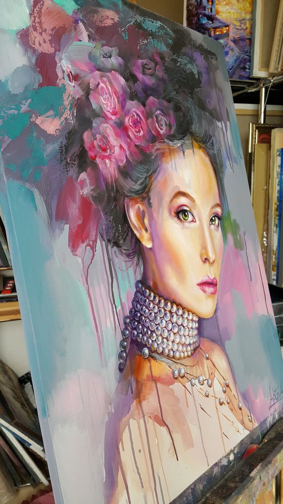 Painting - Pearl - original woman portrait