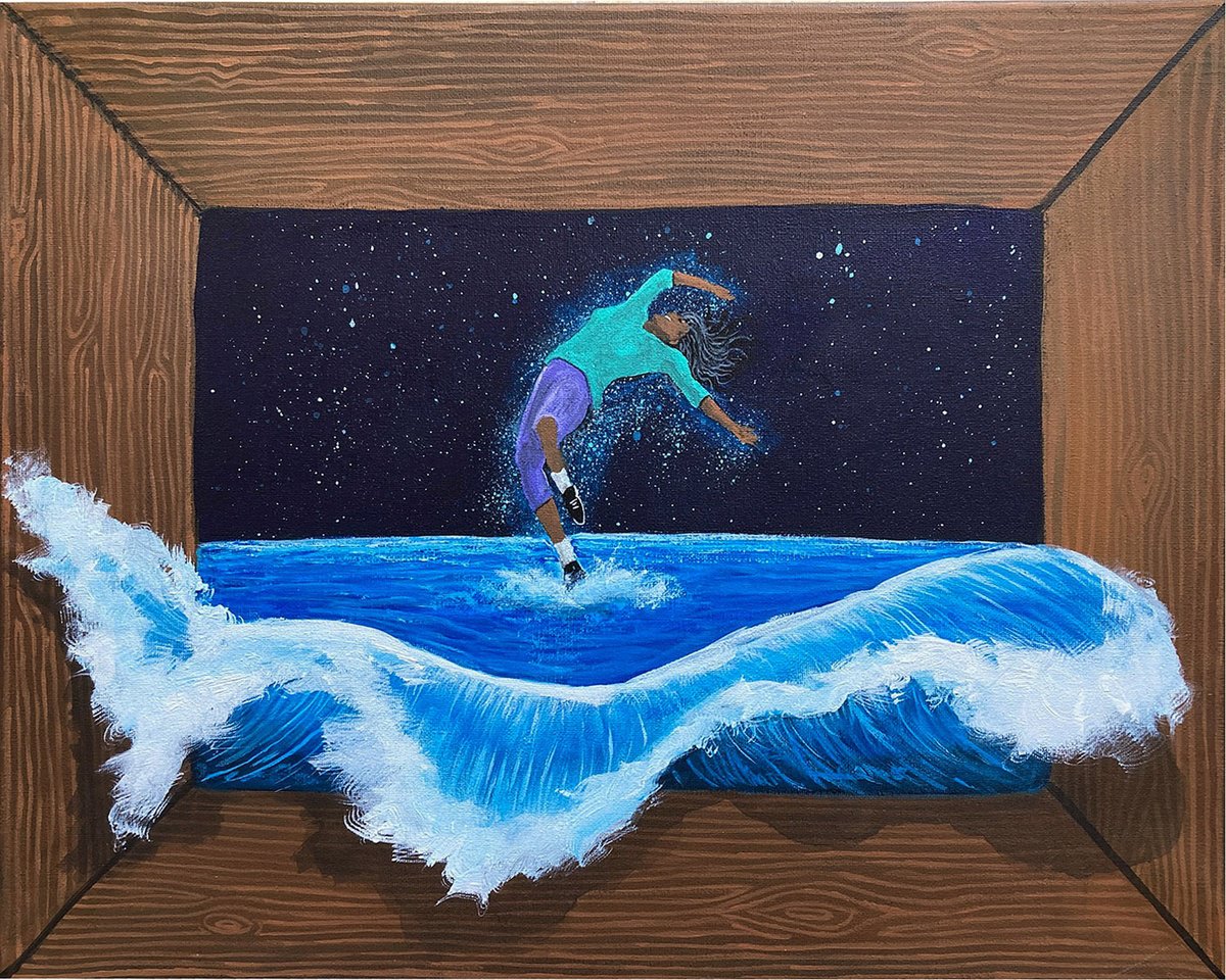 Illustrative Portrait Acrylic Painting By William F. Adams, 20 X 16", Dancing In The Starlight. Overflowing With..., Artfinder