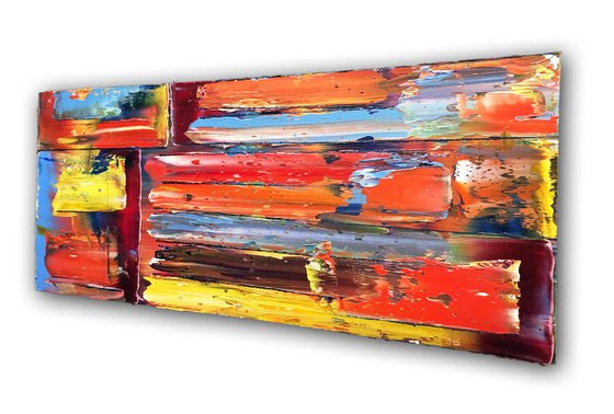 "A Flag For The Forgotten" - SPECIAL PRICE-  Original PMS Oil Painting On Reclaimed Wood - 38 x 16 inches