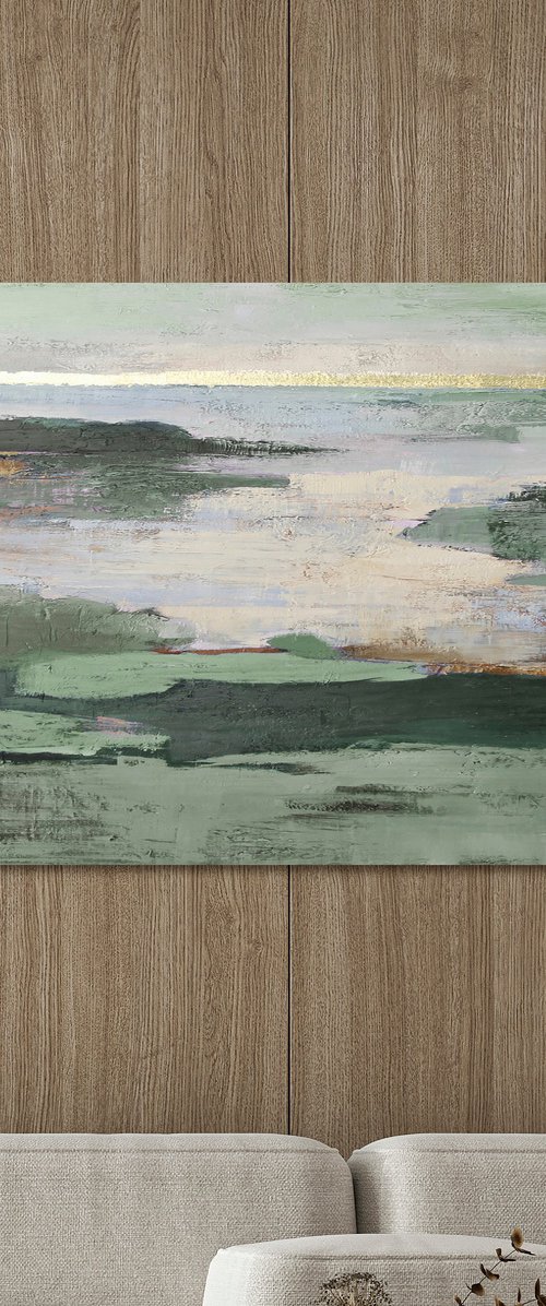 "Olive Estuary 2" Sage green abstract nature by Solomia