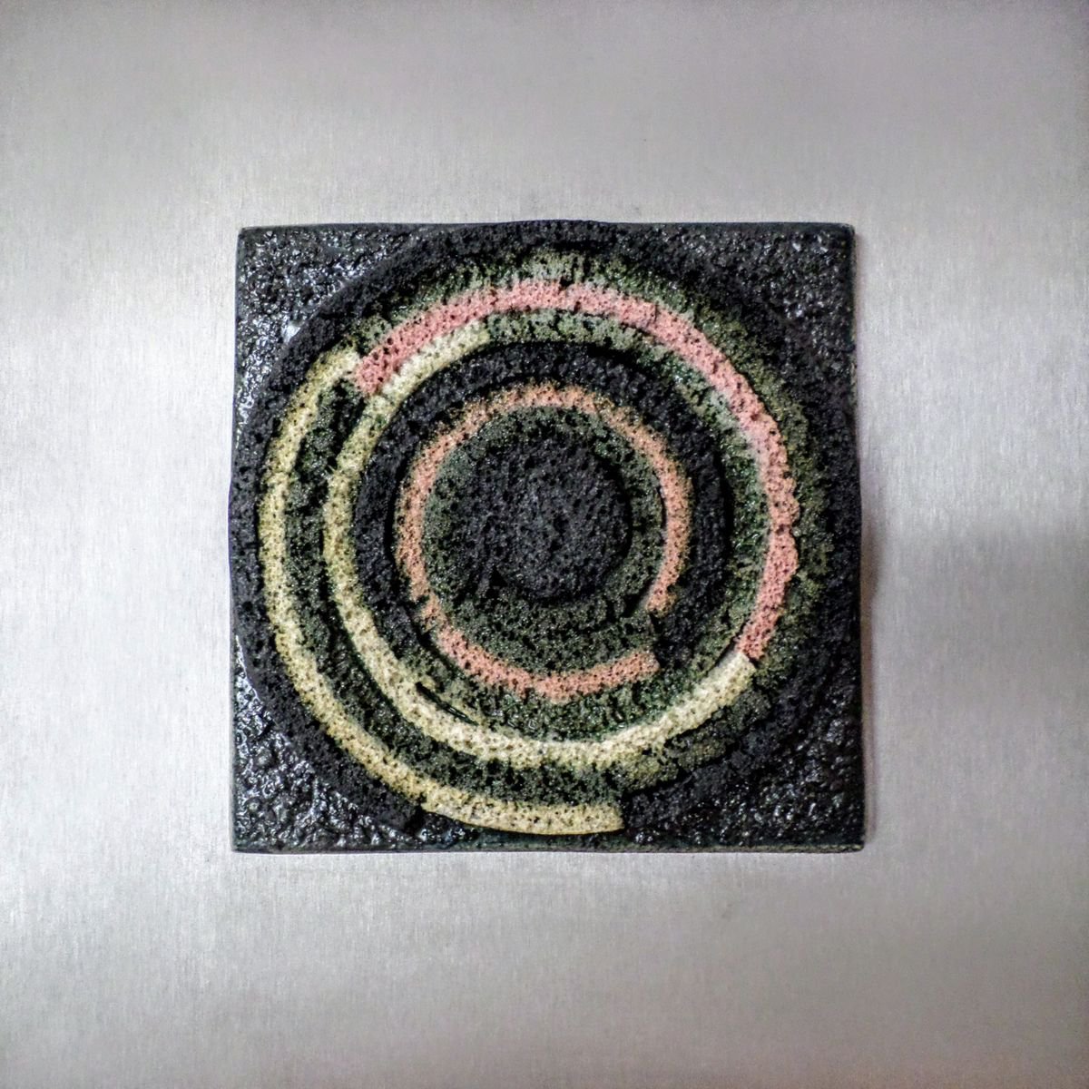 Geometric Abstract Relief By Rossitza Trendafilova, 9 X 9", "Cherry Blossom Pink Circle", Original Artwork