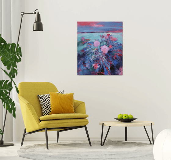 landscape with peonies