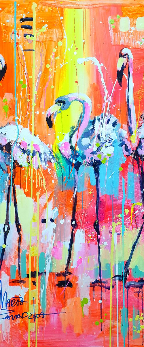 Flamingos by Marta Zawadzka