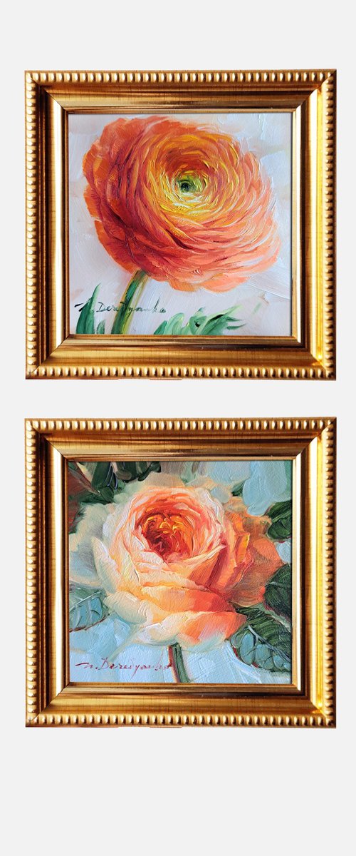 Orange flowers by Nataly Derevyanko