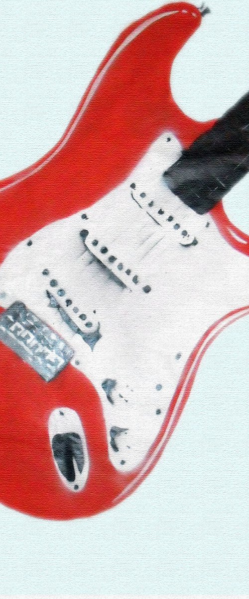 Strat (red on a box canvas). by Juan Sly