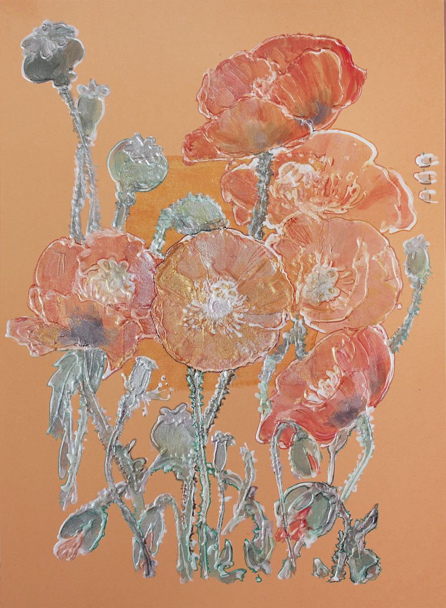 Orange and yellow poppies by Vlada Lisowska