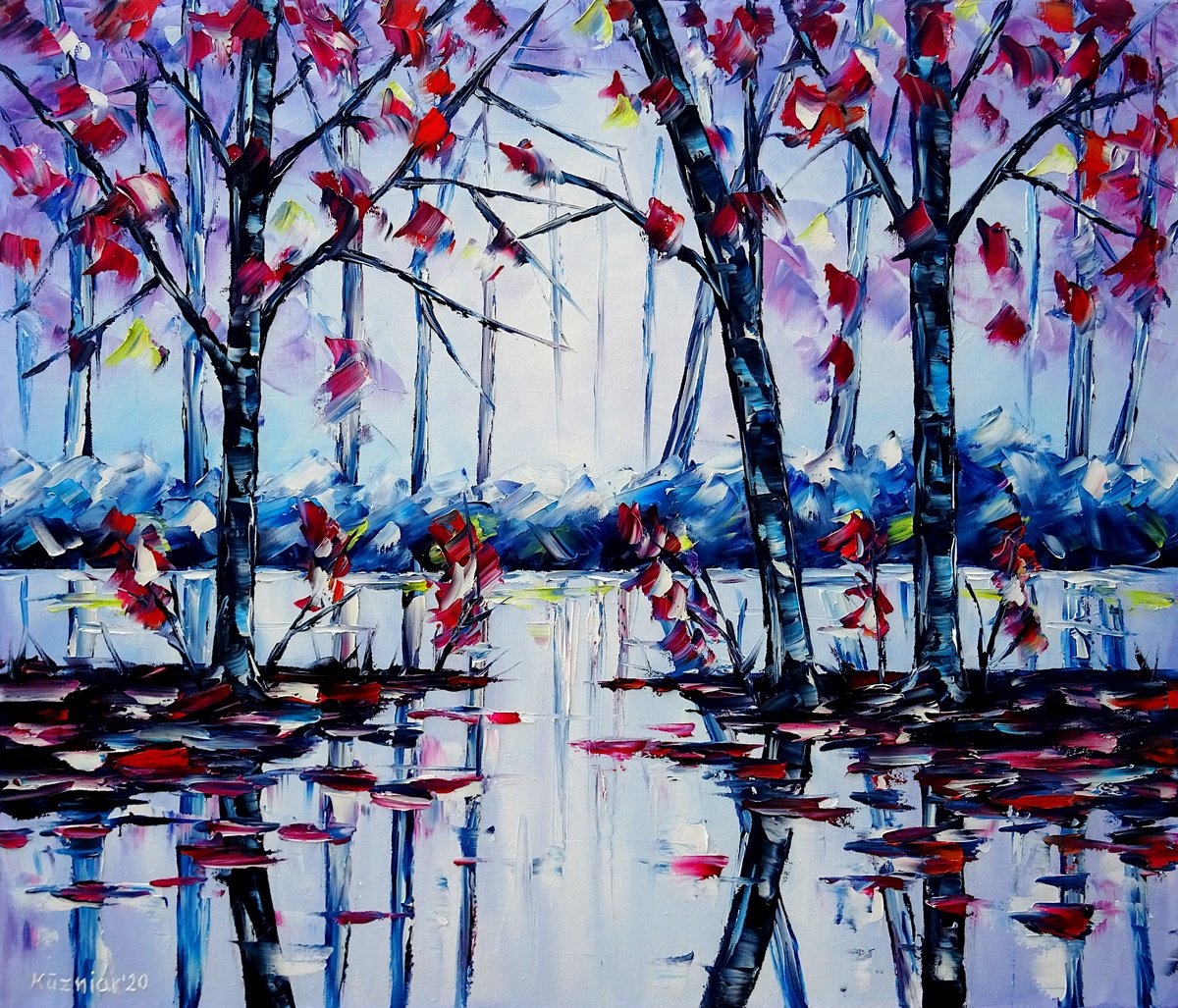Expressive Oil Painting , Autumn Morning By Mirek Kuzniar, 28 X 24, Artwork For Sale On Artfinder