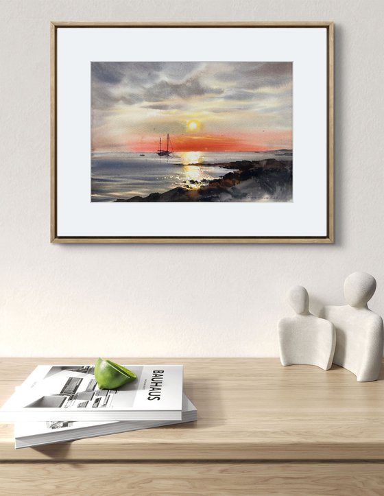 Sunset on the sea Yacht