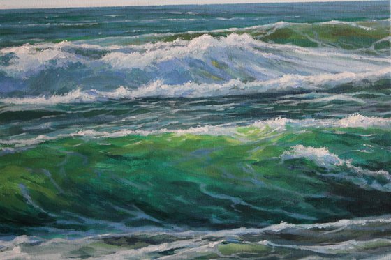 Emerald sea. ORIGINAL PAINTING. SEA. SUMMER. GIFT.